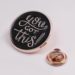 English Alphabet You Got This Round Alloy Pin Backpack Accessory