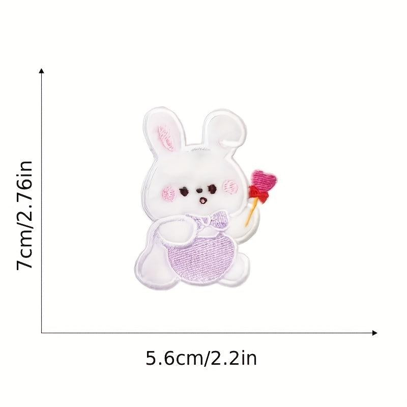 Plush Rabbit Embroidery Stickers for Phone Case Decor