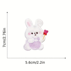 Plush Rabbit Embroidery Stickers for Phone Case Decor