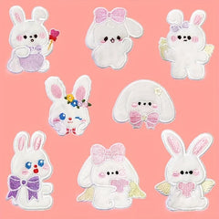 Plush Rabbit Embroidery Stickers for Phone Case Decor