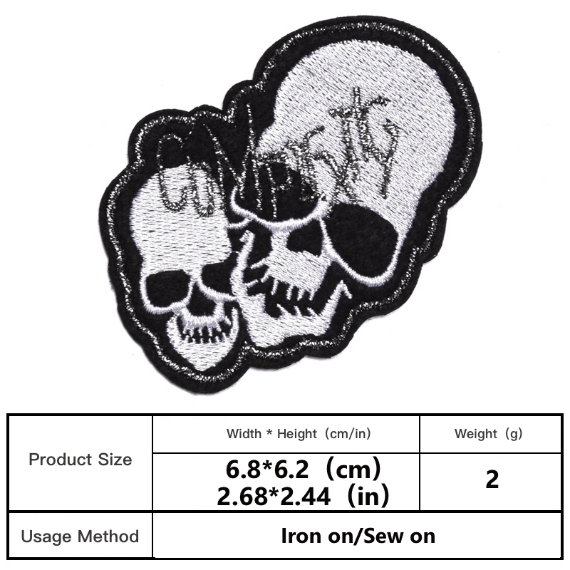 Skull Full Embroidery Novelty Patches - Punk Style Clothes Decoration