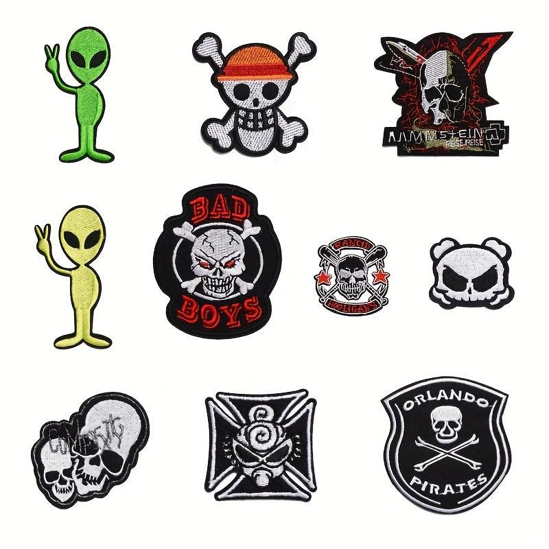 Skull Full Embroidery Novelty Patches - Punk Style Clothes Decoration