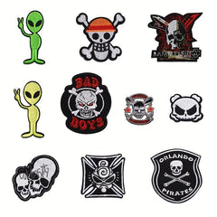 Skull Full Embroidery Novelty Patches - Punk Style Clothes Decoration