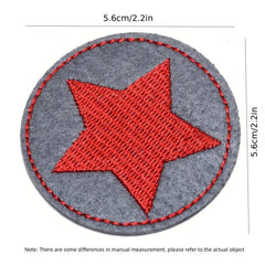 12pcs Round Pentagram Embroidery Patch DIY Clothing Accessories Iron-on Patch