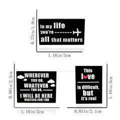 Rectangular Brooch with Unique Words