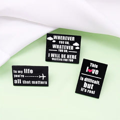 Rectangular Brooch with Unique Words