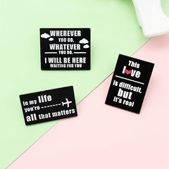 Rectangular Brooch with Unique Words