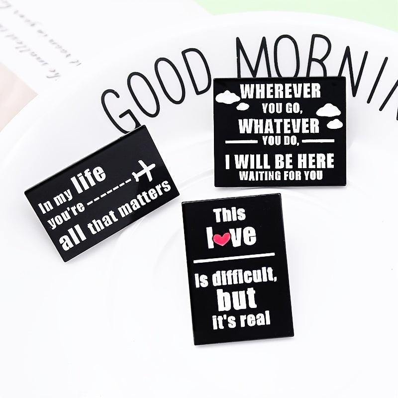 Rectangular Brooch with Unique Words