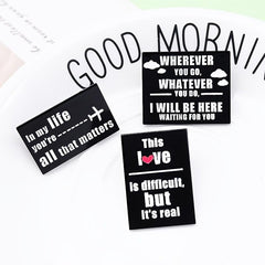 Rectangular Brooch with Unique Words
