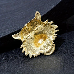 Men's Tiger Head Rhinestone Brooch