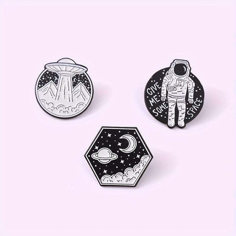 Outer Space Landscape Enamel Pins & Painting Bag Brooch Lapel Badge