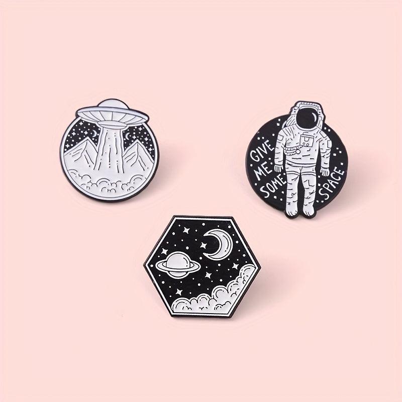 Outer Space Landscape Enamel Pins & Painting Bag Brooch Lapel Badge