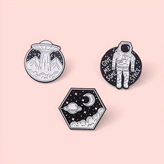 Outer Space Landscape Enamel Pins & Painting Bag Brooch Lapel Badge