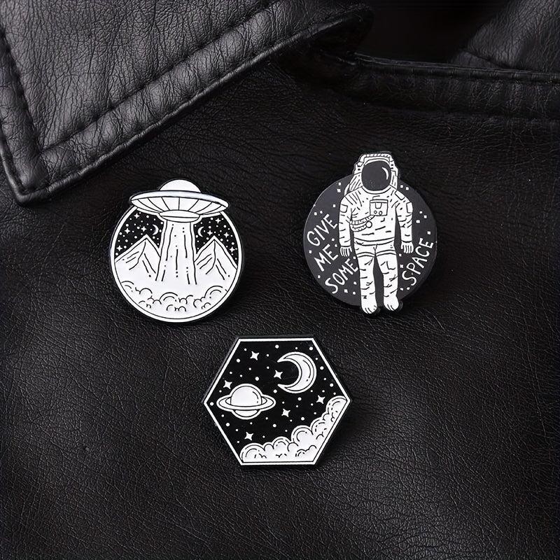 Outer Space Landscape Enamel Pins & Painting Bag Brooch Lapel Badge