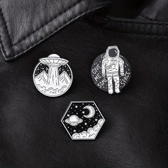 Outer Space Landscape Enamel Pins & Painting Bag Brooch Lapel Badge