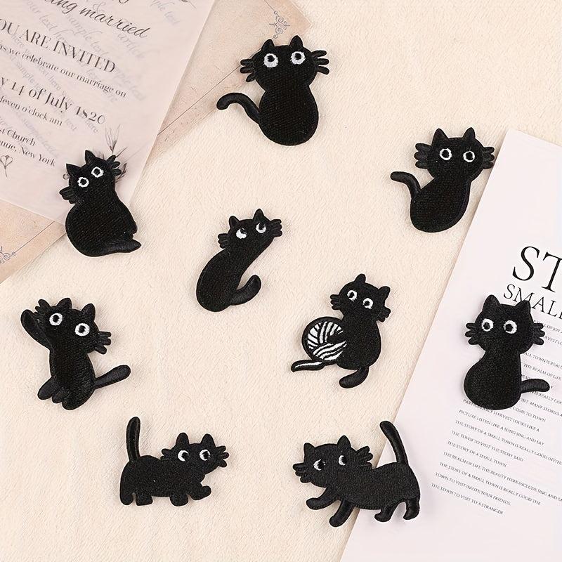 9pcs Cat Embroidery DIY Patch For Clothes Backpack Hat