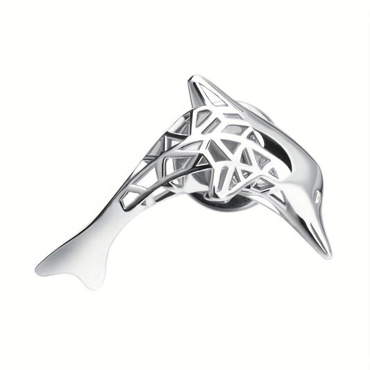 Hollow Auspicious Dolphin Brooch Jewelry Clothes Pin Suit Word Collar Pin