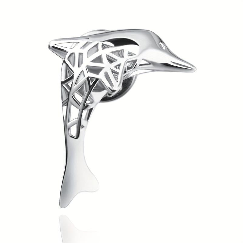 Hollow Auspicious Dolphin Brooch Jewelry Clothes Pin Suit Word Collar Pin