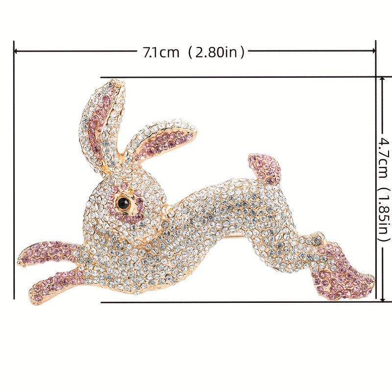 Zircon Pink Rabbit Animal Brooch, Wedding Bouquet Jewelry