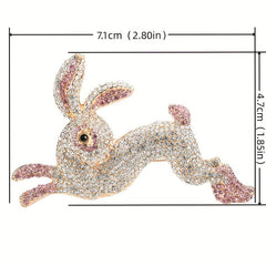 Zircon Pink Rabbit Animal Brooch, Wedding Bouquet Jewelry