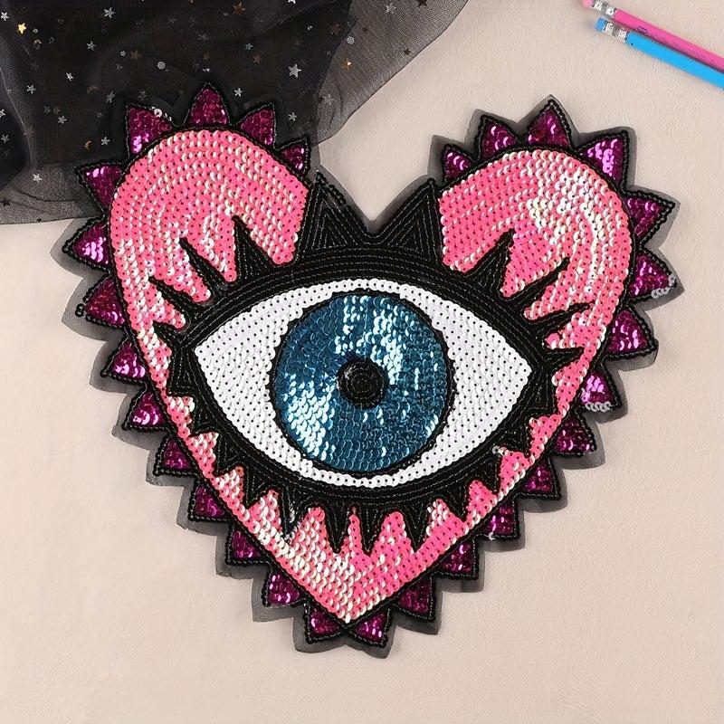 Heart Shaped Eye Embroidered Patch DIY Decorative for Clothes Accessorie