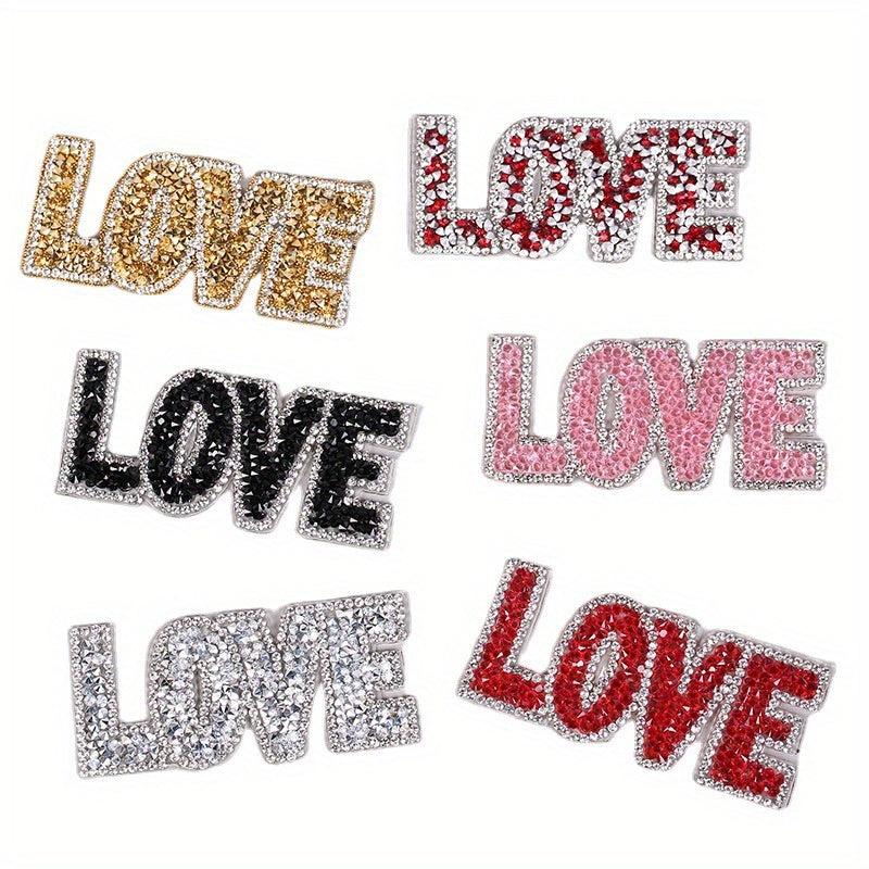 Adhesive Diamond LOVE Patches for Clothes Pants Hot Print Patch