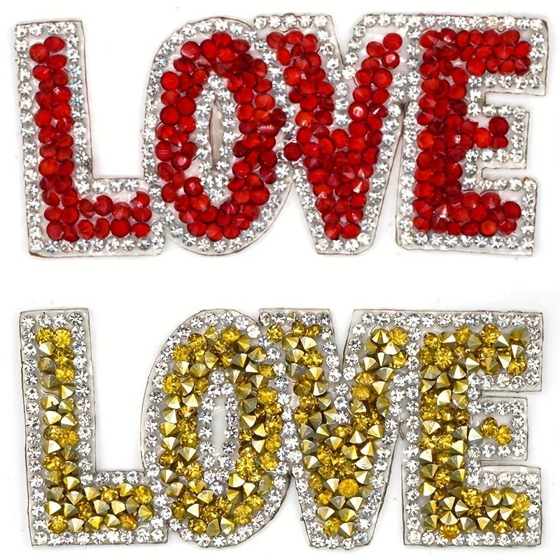 Adhesive Diamond LOVE Patches for Clothes Pants Hot Print Patch