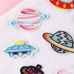 8pcs Universe Planet Patch Sticker Iron On Patches Sew On Embroidered Applique