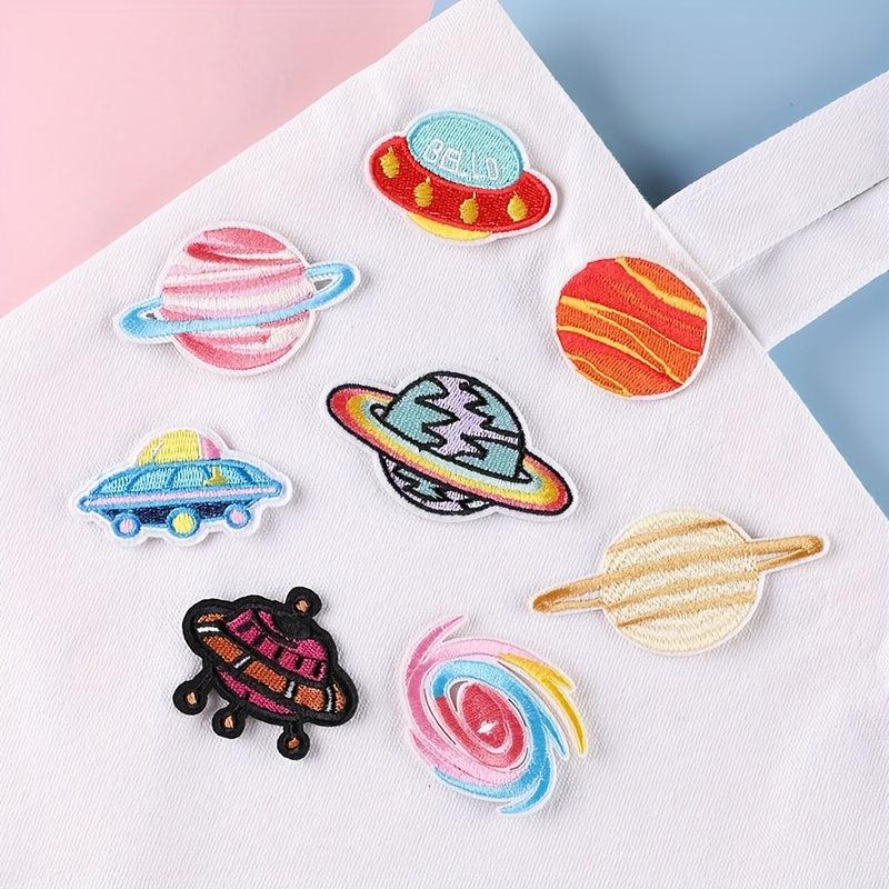8pcs Universe Planet Patch Sticker Iron On Patches Sew On Embroidered Applique