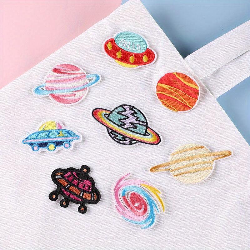 8pcs Universe Planet Patch Sticker Iron On Patches Sew On Embroidered Applique
