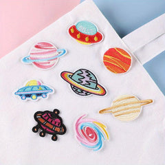 8pcs Universe Planet Patch Sticker Iron On Patches Sew On Embroidered Applique