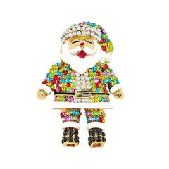 Santa Claus Glitter Glowing Brooch for Men