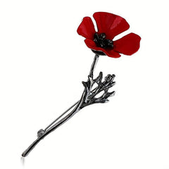 Alloy Poppy Flower Shape Brooch - Men's Brooch