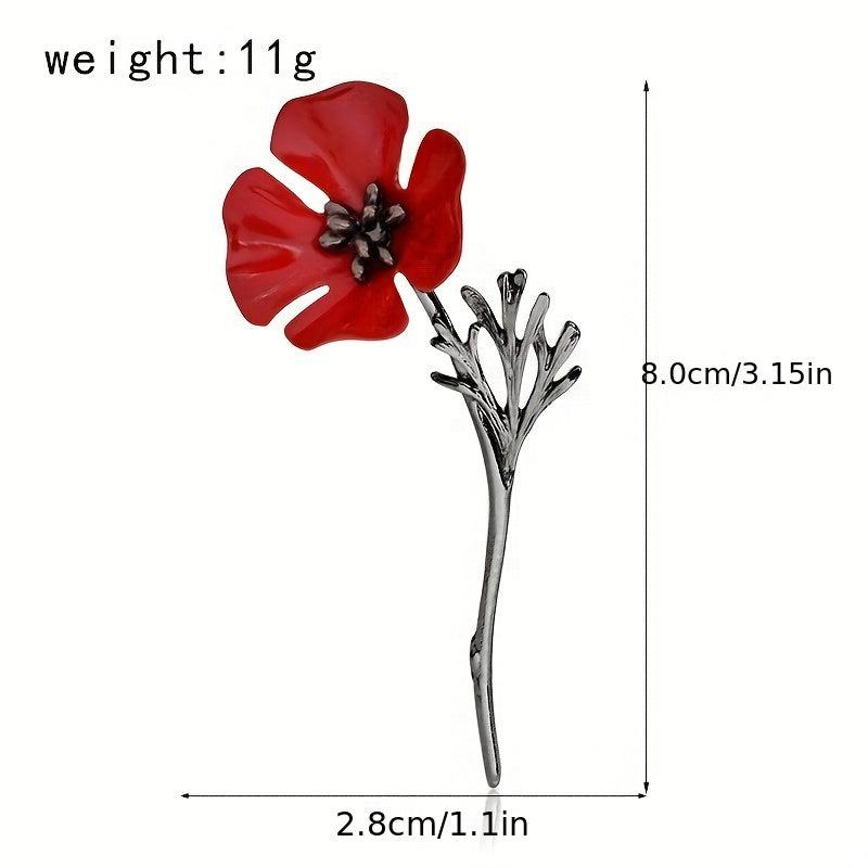 Alloy Poppy Flower Shape Brooch - Men's Brooch