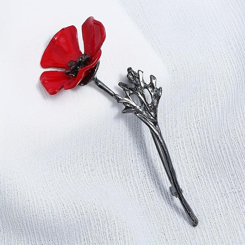 Alloy Poppy Flower Shape Brooch - Men's Brooch