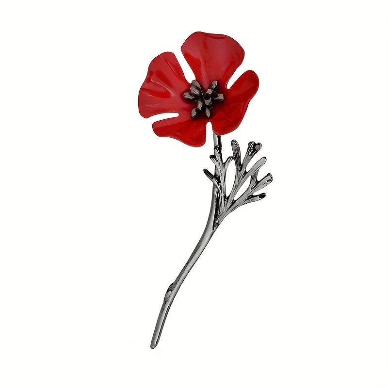 Alloy Poppy Flower Shape Brooch - Men's Brooch