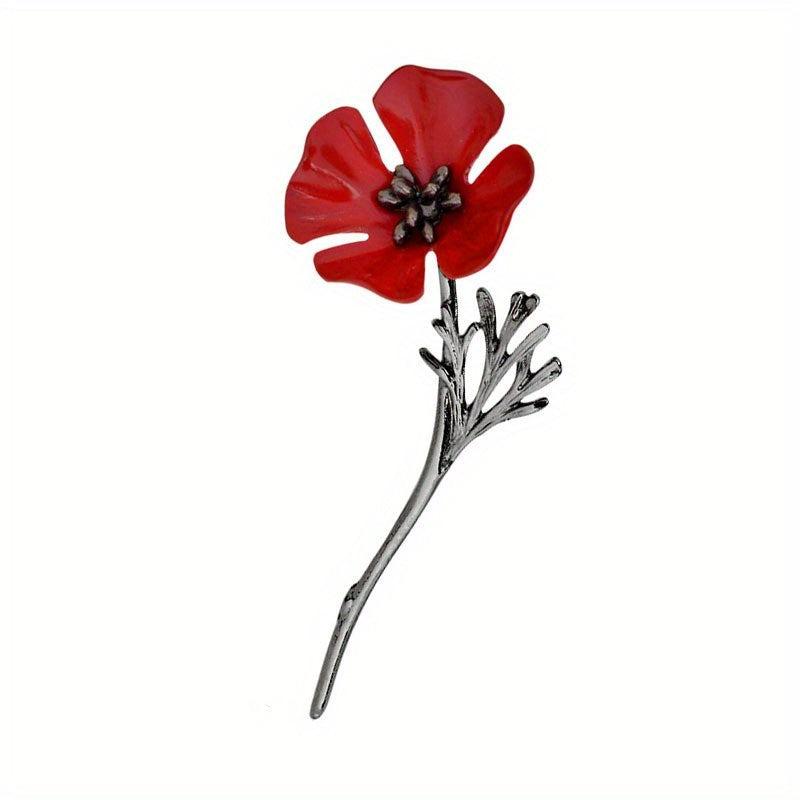 Alloy Poppy Flower Shape Brooch - Men's Brooch