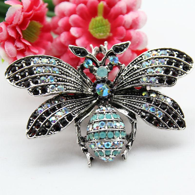 Vintage Rhinestone Butterfly Wings Brooch for Men