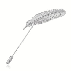 Men's Feather Insert Needle College Style Business Suit Brooch