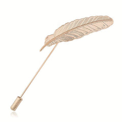 Men's Feather Insert Needle College Style Business Suit Brooch