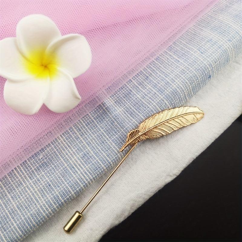 Men's Feather Insert Needle College Style Business Suit Brooch