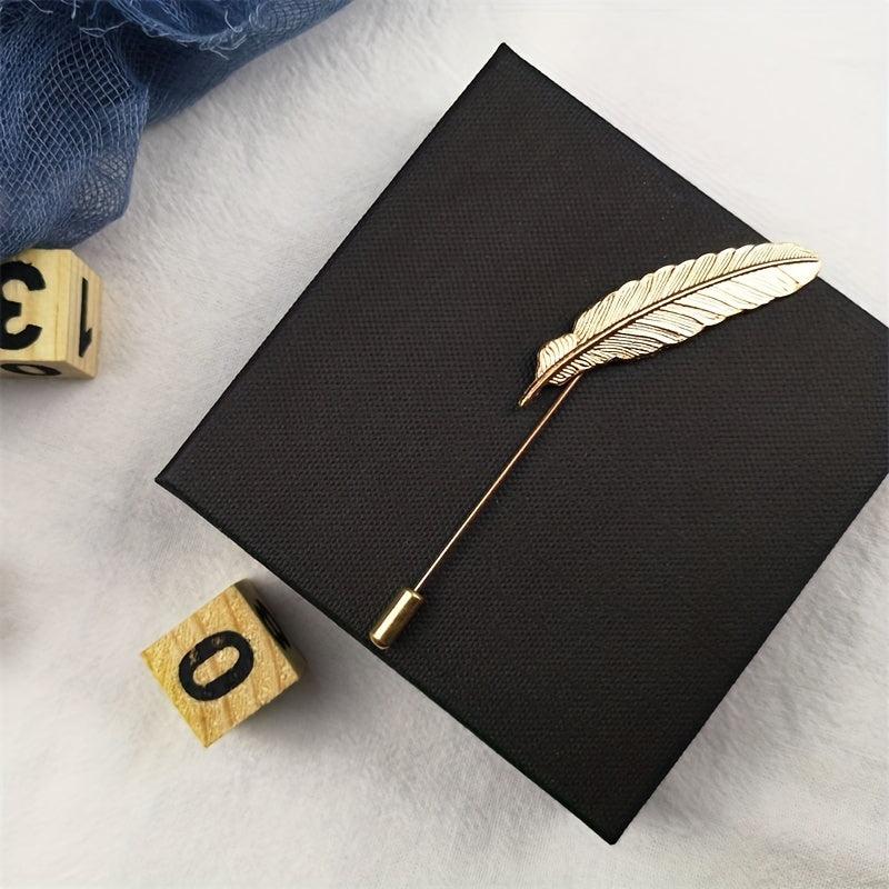 Men's Feather Insert Needle College Style Business Suit Brooch