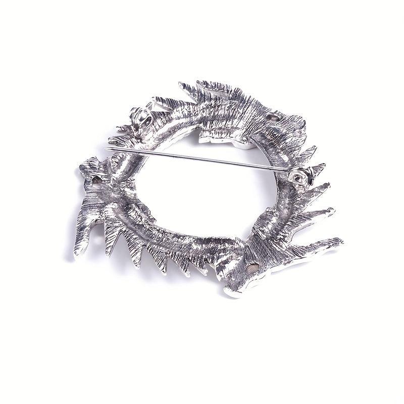 Vintage Silver Dragon Head Metal Brooch Pin Jewelry