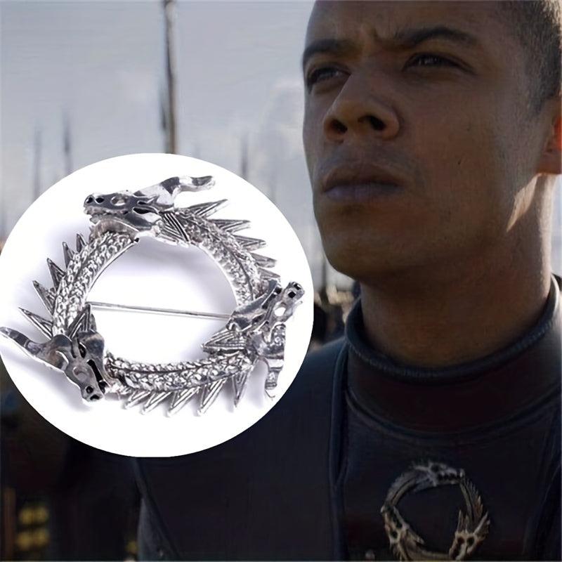 Vintage Silver Dragon Head Metal Brooch Pin Jewelry