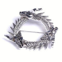 Vintage Silver Dragon Head Metal Brooch Pin Jewelry