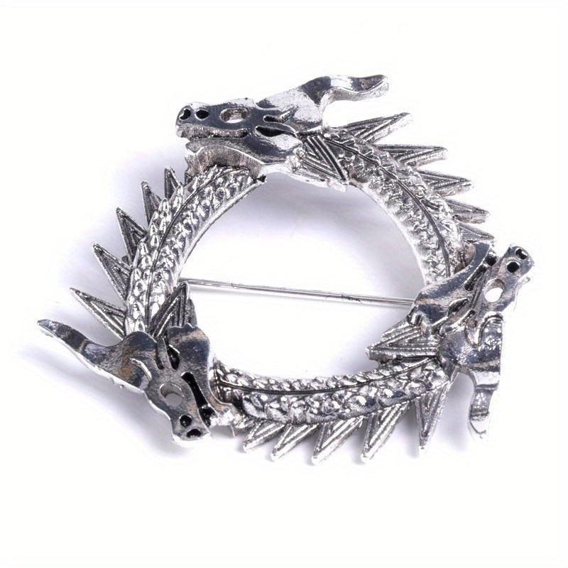 Vintage Silver Dragon Head Metal Brooch Pin Jewelry
