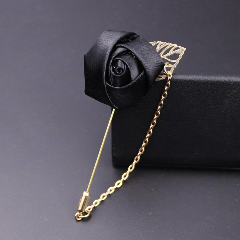 Men's Suit Golden Leaf Rose Brooch