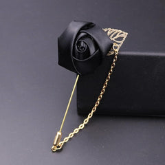 Men's Suit Golden Leaf Rose Brooch