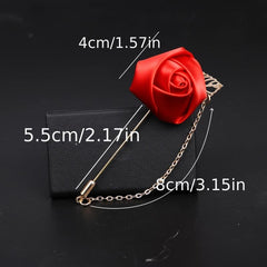 Men's Suit Golden Leaf Rose Brooch