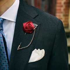 Men's Suit Golden Leaf Rose Brooch